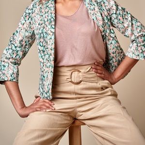 Zara High Waisted Wide leg linen slacks